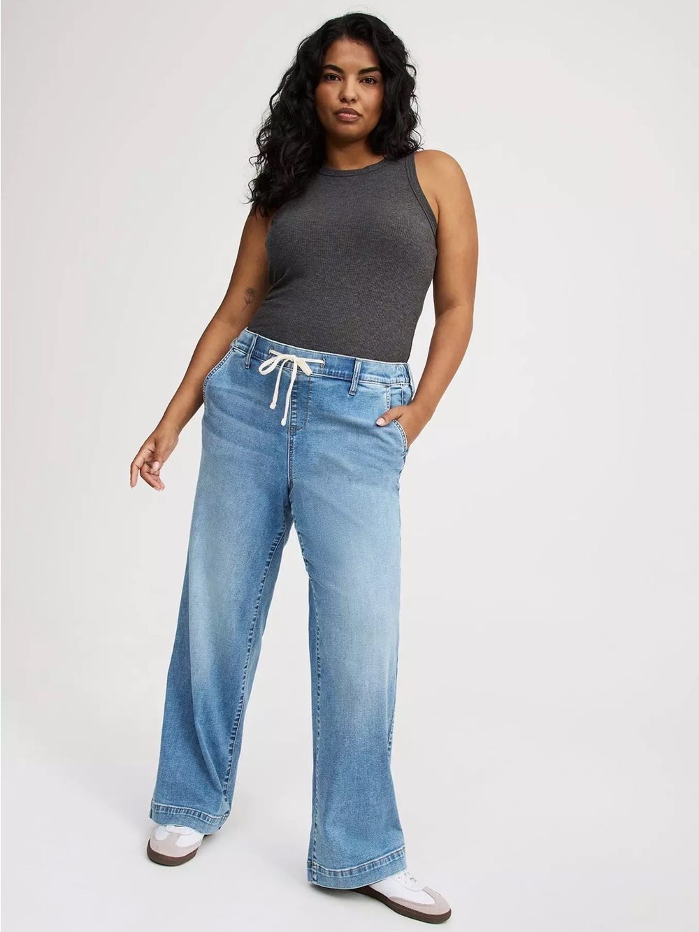 torrid Light Blue Wide-Leg Drawstring Jeans Plus Size 3X